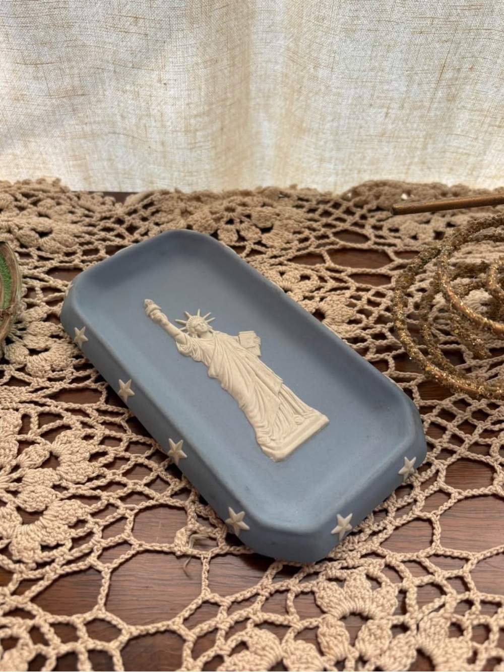 Vintage Wedgwood Jasperware Statue of Liberty Centennial NY NYC Trinket Tray